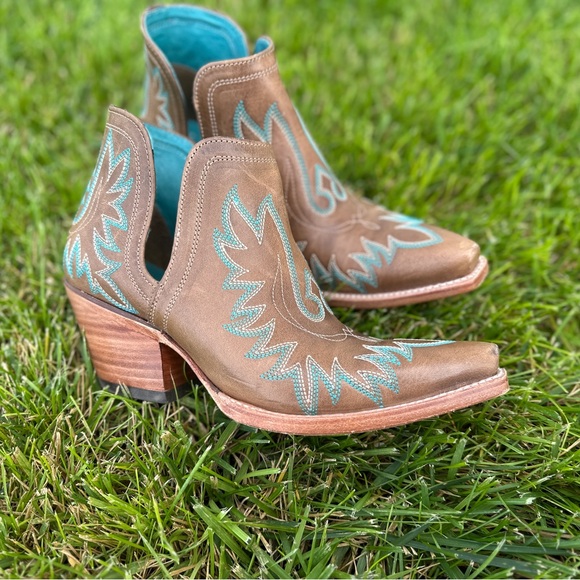 Ariat Women’s Western Cowboy Ankle Boots Booties Turquoise Brown Leather Size 9B - Picture 9 of 11